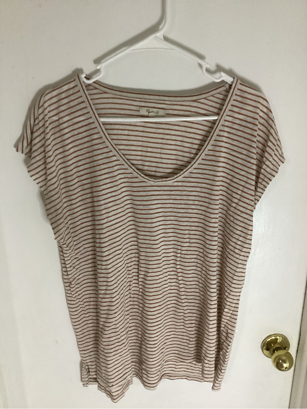Madewell Womens Linen Blend U-Scoop Neck Tee Size Medium